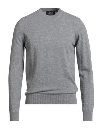 Alpha Studio Man Sweater Grey Size 38 Geelong Wool In Gray