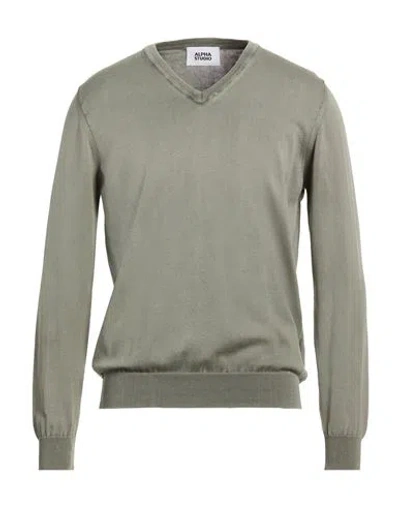 Alpha Studio Man Sweater Grey Size 40 Cotton In Gray