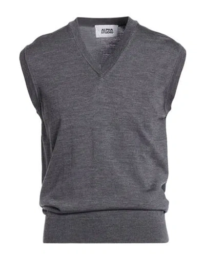 Alpha Studio Man Sweater Grey Size 40 Merino Wool In Gray