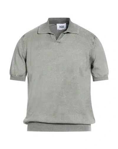 Alpha Studio Man Sweater Grey Size 44 Cotton In Green