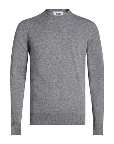 Alpha Studio Man Sweater Grey Size 44 Geelong Wool In Gray