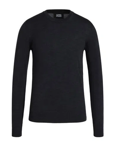 Alpha Studio Man Sweater Grey Size 46 Merino Wool In Black