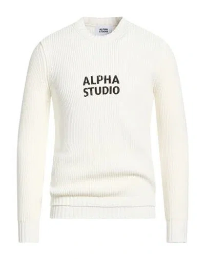 Alpha Studio Man Sweater Ivory Size 42 Cotton, Polyamide In White