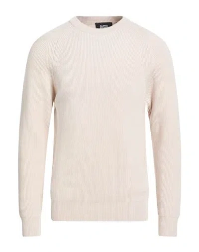 Alpha Studio Man Sweater Ivory Size 42 Merino Wool In Animal Print