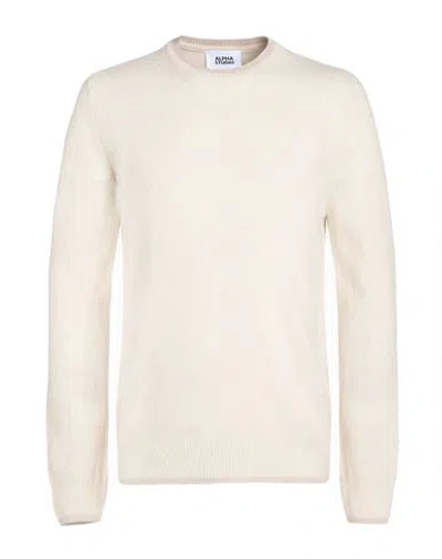 Alpha Studio Man Sweater Ivory Size 44 Virgin Wool, Polyamide In Neutral