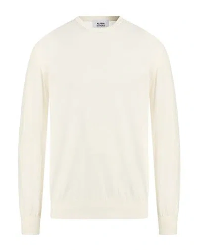Alpha Studio Man Sweater Ivory Size 50 Cotton In Neutral