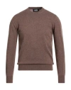 Alpha Studio Man Sweater Khaki Size 38 Geelong Wool In Nude