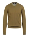 Alpha Studio Man Sweater Khaki Size 44 Merino Wool