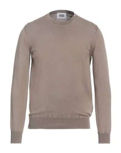 Alpha Studio Man Sweater Khaki Size 46 Cotton In Beige