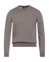 Alpha Studio Man Sweater Taupe Size 46 Merino Wool In Sand