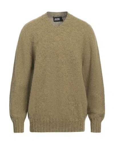 Alpha Studio Man Sweater Khaki Size 46 Wool In Beige