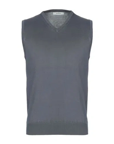 Alpha Studio Man Sweater Lead Size 42 Cotton In Blue