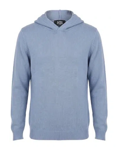 Alpha Studio Man Sweater Light Blue Size 36 Cashmere