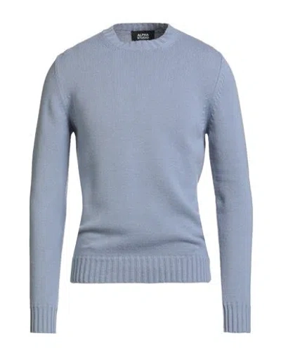 Alpha Studio Man Sweater Light Blue Size 38 Cashmere