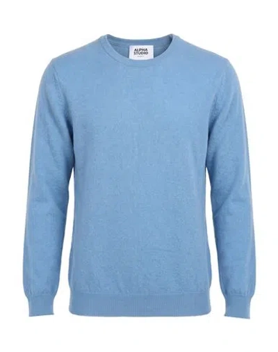 Alpha Studio Man Sweater Light Blue Size 38 Cashmere
