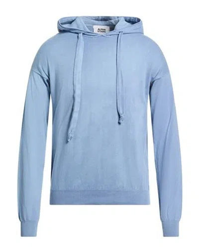 Alpha Studio Man Sweater Light Blue Size 38 Cotton