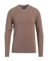 Alpha Studio Man Sweater Light Brown Size 38 Wool In Beige