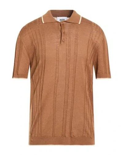Alpha Studio Man Sweater Light Brown Size 42 Linen, Cotton