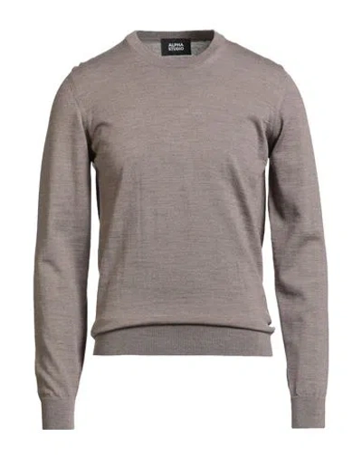 Alpha Studio Man Sweater Light Brown Size 42 Merino Wool