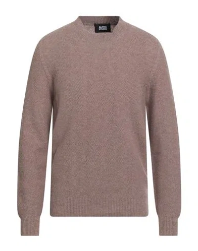 Alpha Studio Man Sweater Light Brown Size 44 Geelong Wool