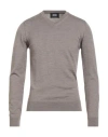 Alpha Studio Man Sweater Light Brown Size 46 Merino Wool In Gray