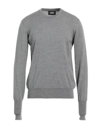 Alpha Studio Man Sweater Light Grey Size 42 Merino Wool