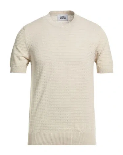 Alpha Studio Man Sweater Light Grey Size 44 Cotton, Polyester In White