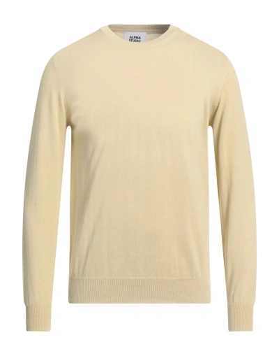 Alpha Studio Man Sweater Light Yellow Size 46 Cotton