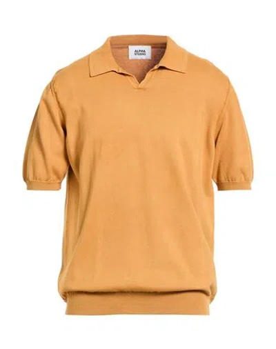 Alpha Studio Man Sweater Mandarin Size 44 Cotton In Orange