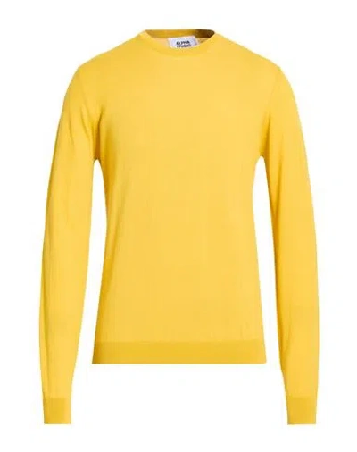 Alpha Studio Man Sweater Marigold Size 40 Cotton In Yellow