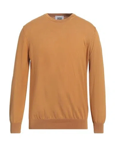 Alpha Studio Man Sweater Marigold Size 42 Cotton In Yellow