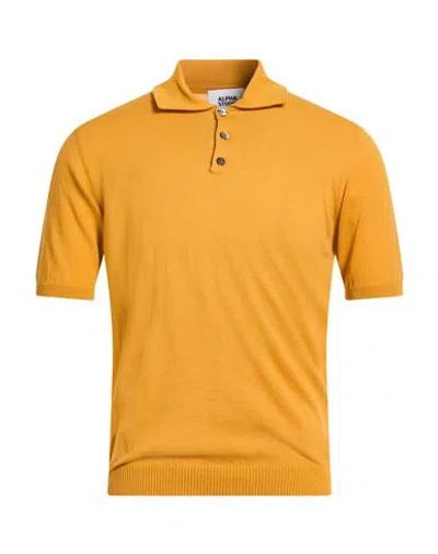 Alpha Studio Man Sweater Marigold Size 46 Cotton In Yellow