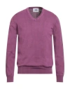 Alpha Studio Man Sweater Mauve Size 40 Cotton In Purple