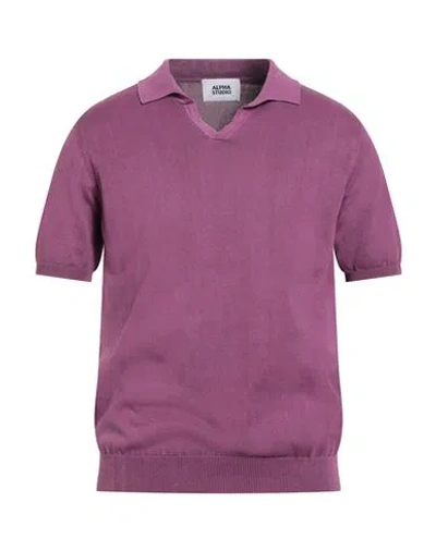 Alpha Studio Man Sweater Mauve Size 40 Cotton