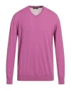 Alpha Studio Man Sweater Mauve Size 46 Sea Island Cotton In Purple