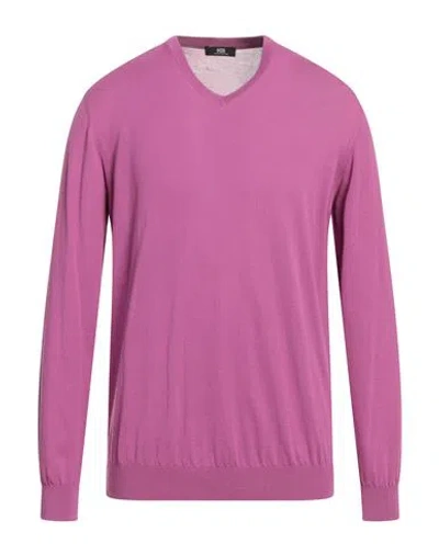 Alpha Studio Man Sweater Mauve Size 46 Sea Island Cotton In Purple