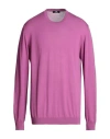 Alpha Studio Man Sweater Mauve Size 46 Cotton In Purple