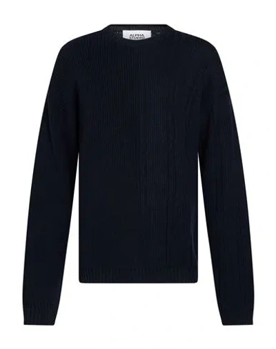 Alpha Studio Man Sweater Midnight Blue Size 36 Merino Wool