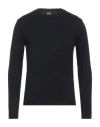 Alpha Studio Man Sweater Midnight Blue Size 36 Merino Wool In Black