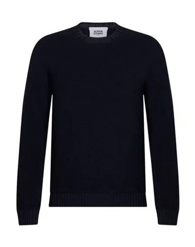 Alpha Studio Man Sweater Midnight Blue Size 36 Wool