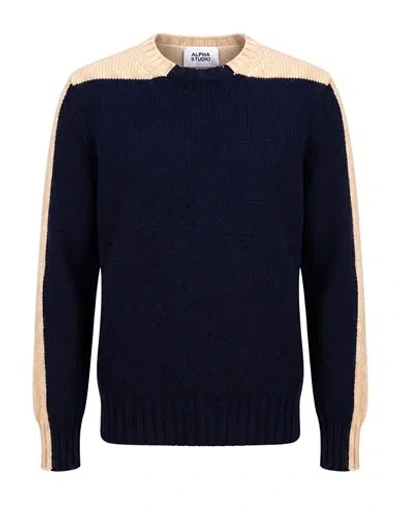 Alpha Studio Man Sweater Midnight Blue Size 36 Wool, Polyamide, Alpaca Wool