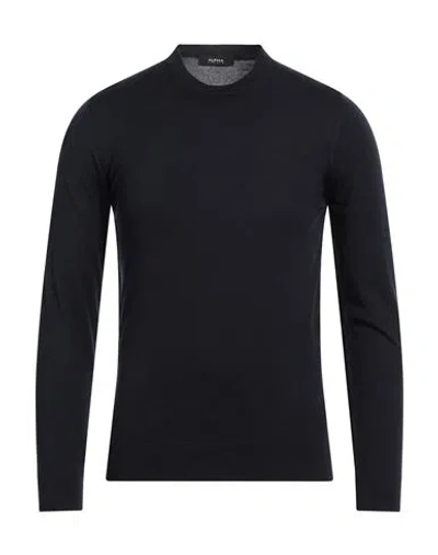 Alpha Studio Man Sweater Midnight Blue Size 38 Merino Wool In Blue