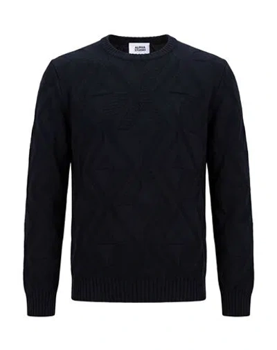 Alpha Studio Man Sweater Midnight Blue Size 38 Merino Wool