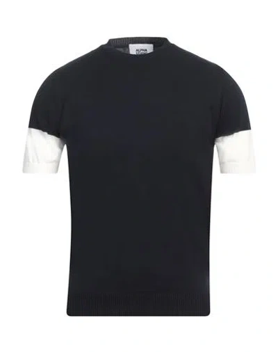 Alpha Studio Man Sweater Midnight Blue Size 40 Cotton In Blue