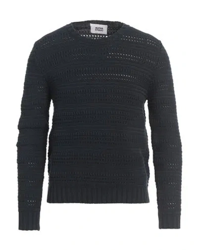 Alpha Studio Man Sweater Midnight Blue Size 40 Cotton, Polyamide