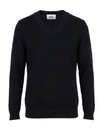 Alpha Studio Man Sweater Midnight Blue Size 40 Wool