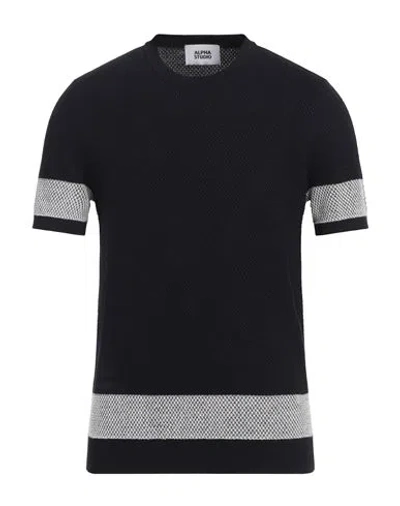 Alpha Studio Man Sweater Midnight Blue Size 42 Cotton