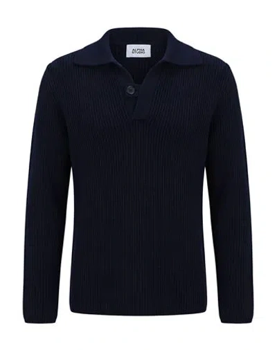 Alpha Studio Man Sweater Midnight Blue Size 42 Merino Wool