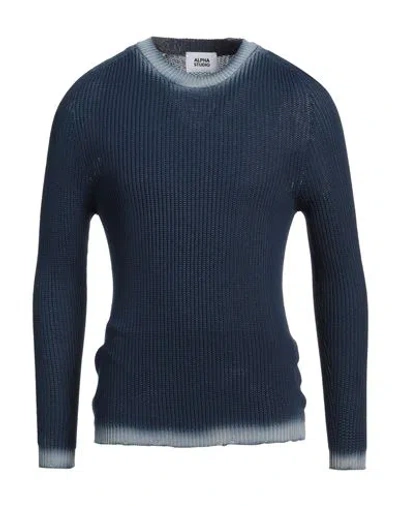 Alpha Studio Man Sweater Midnight Blue Size 40 Cotton