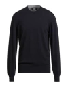 Alpha Studio Man Sweater Midnight Blue Size 44 Geelong Wool In Black